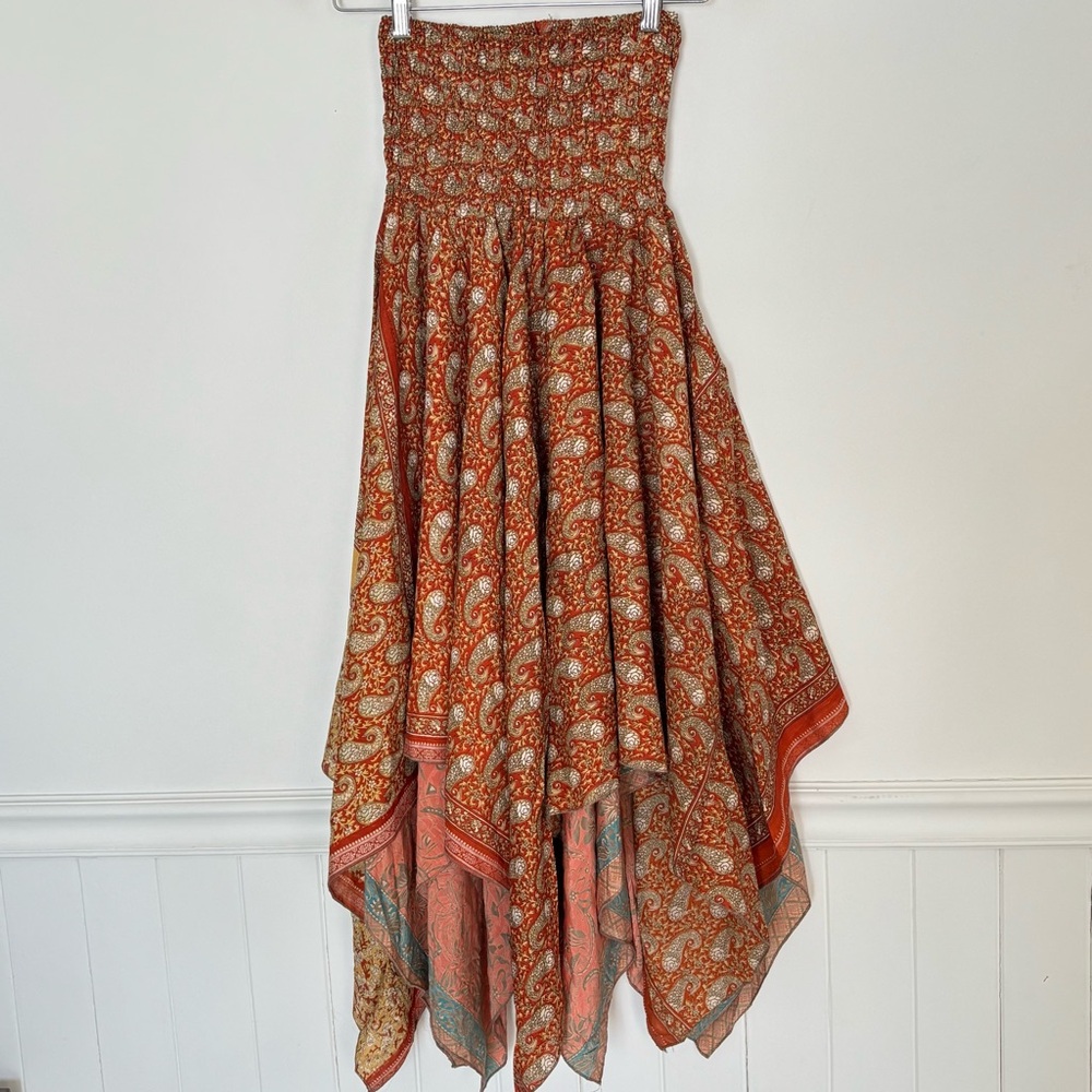 Women’s Asymmetrical Patchwork Strapless Boho Dre… - image 1